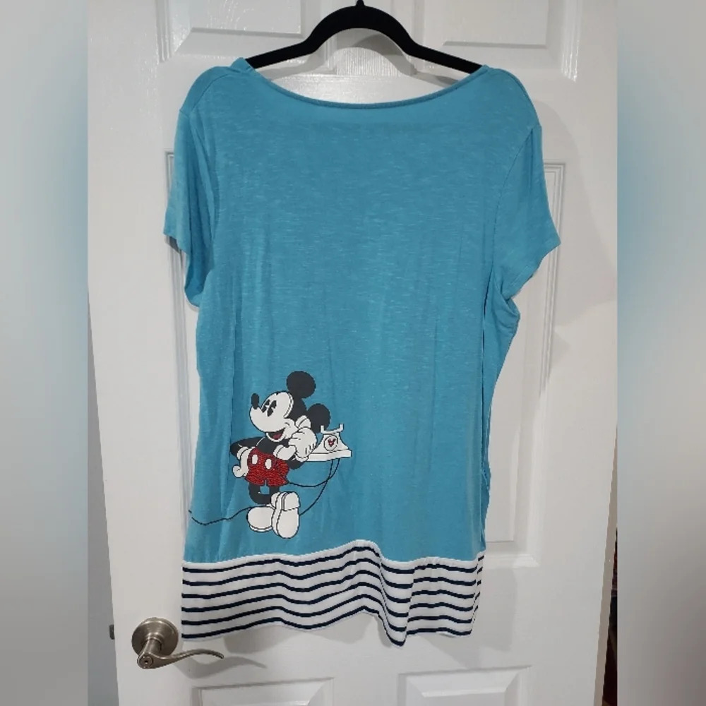 Disney Parks Minnie and Mickey Mouse On the Phone Short Sleeve Shirt Size XL - Picture 7 of 11